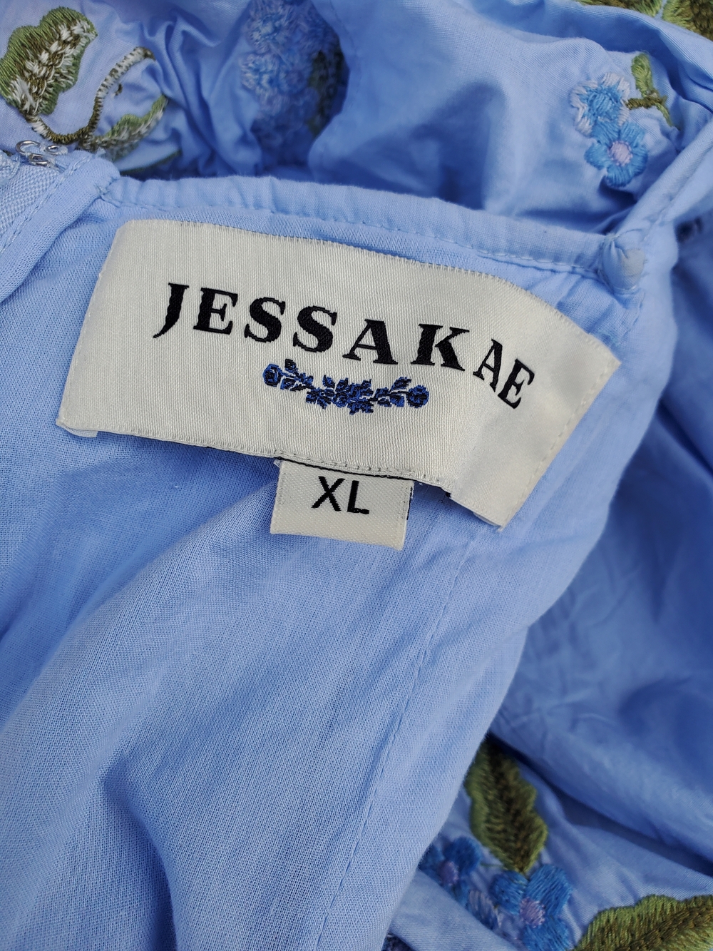 JessaKae Sky Blue Floral Ruffle Midi Dress - Picture 7 of 7